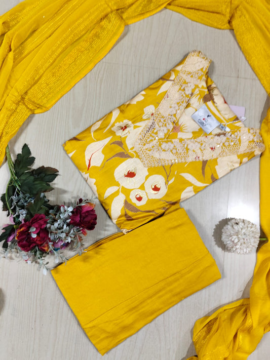Kurti with Pant and Linen Dupatta sets - KPL30