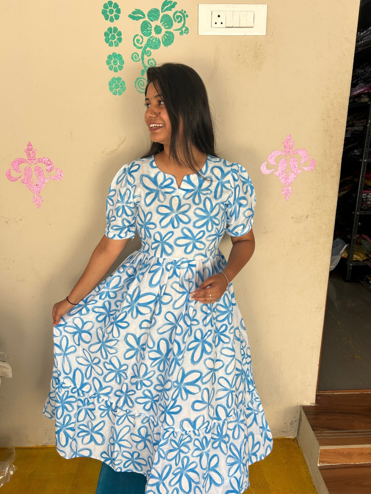 Cotton Floral Frock - CFF48