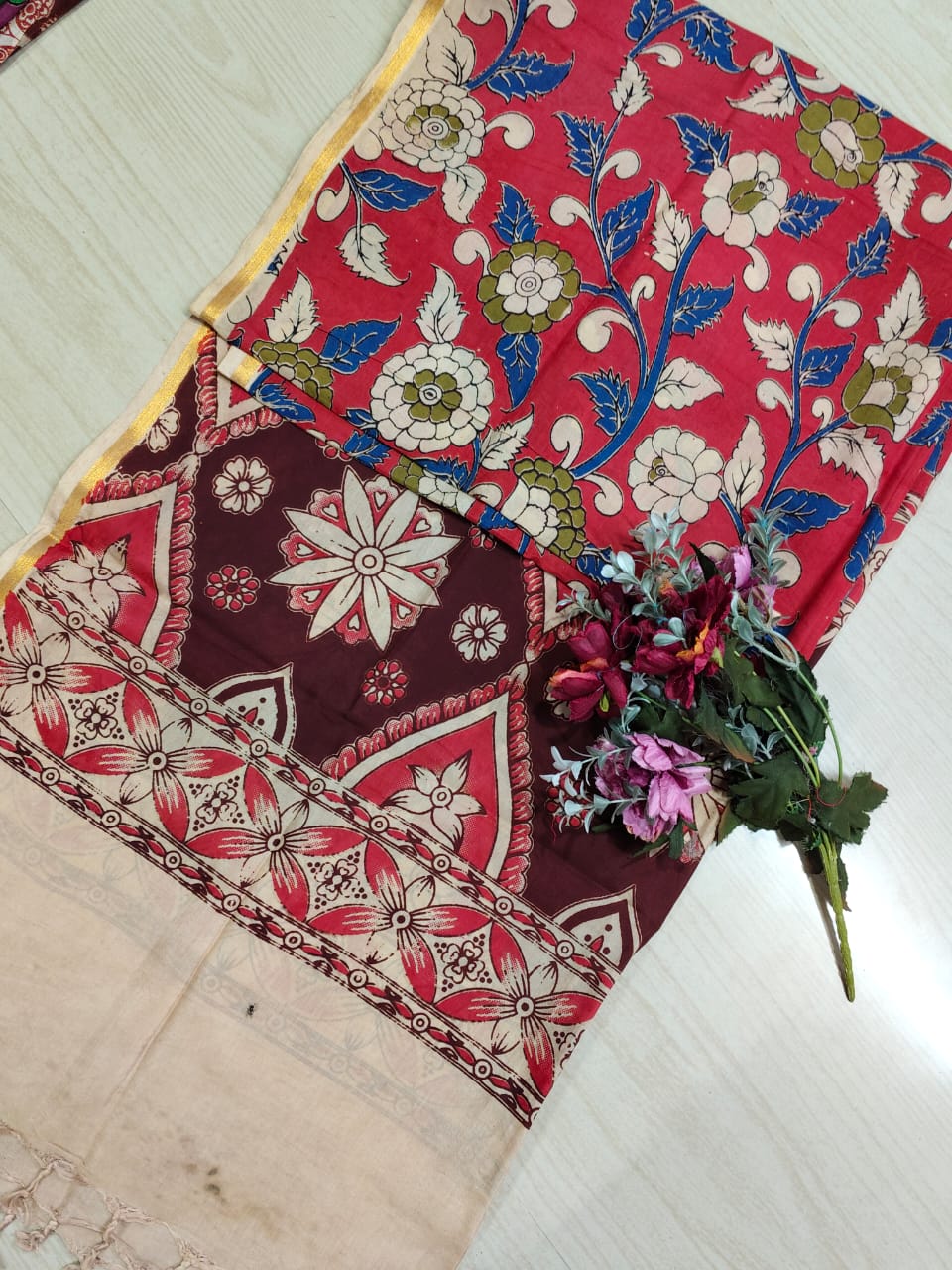 Kalamkari Zari Boarder Duppata KZD04