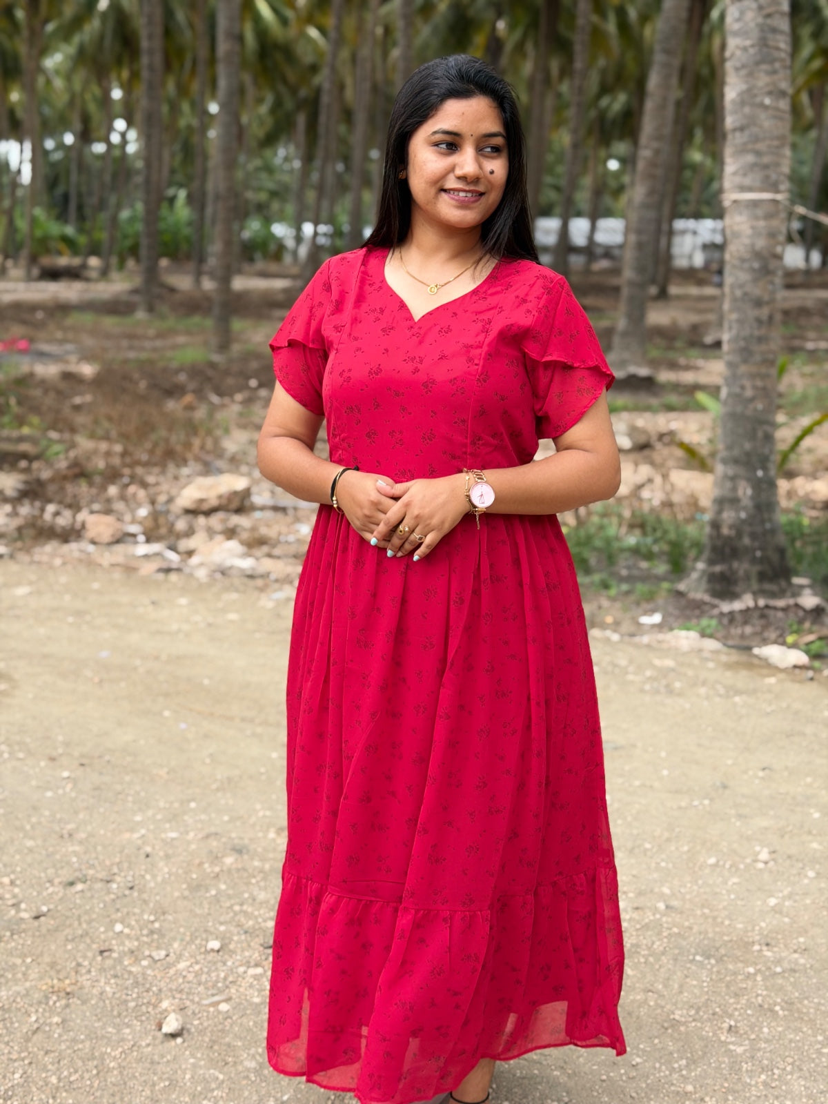 Georgette Floral Frock GFF04 - PRE BOOKING FOR 10 TO 12 DAYS DELIVERY