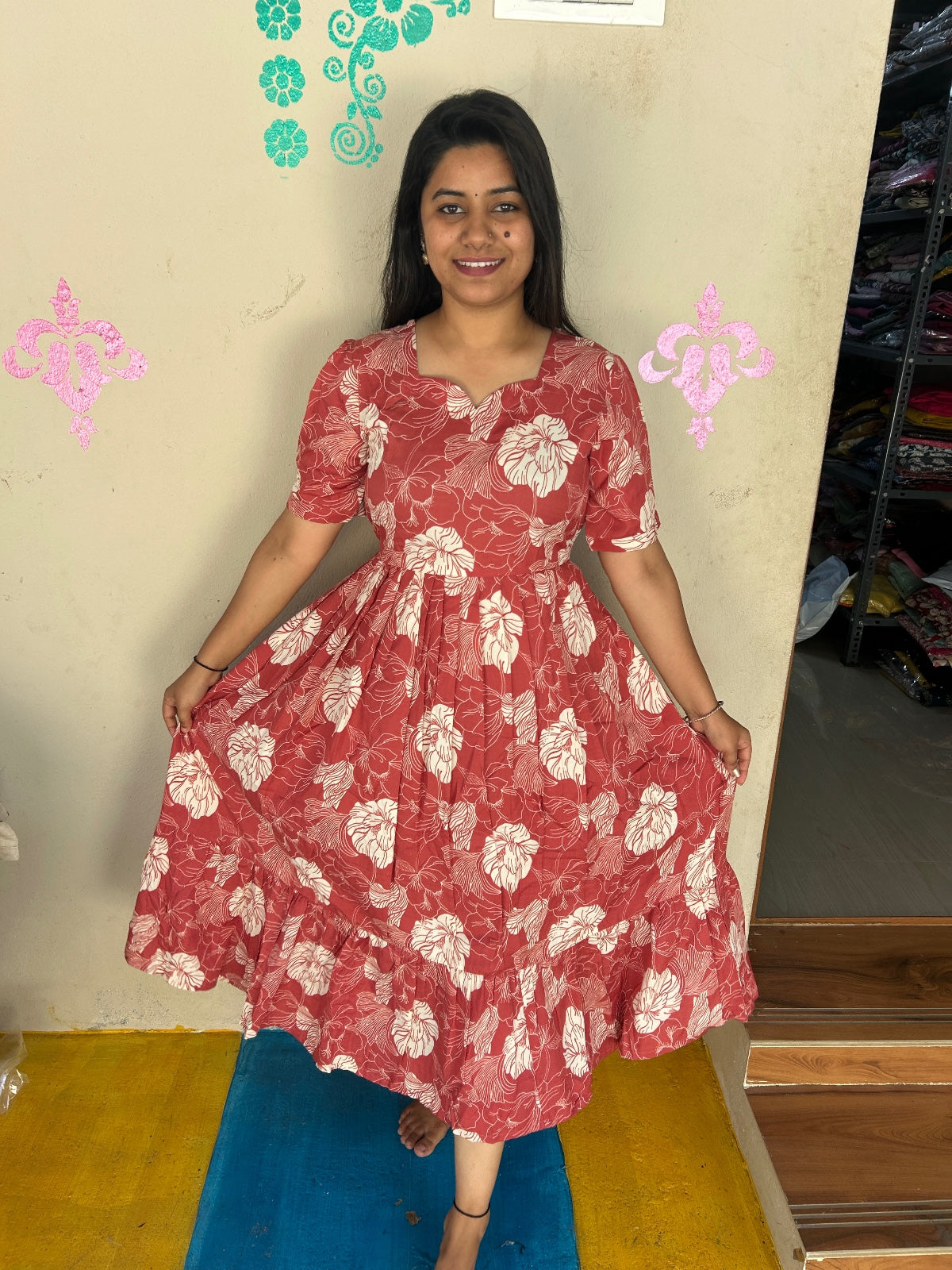 Cotton Floral Frock - CFF58