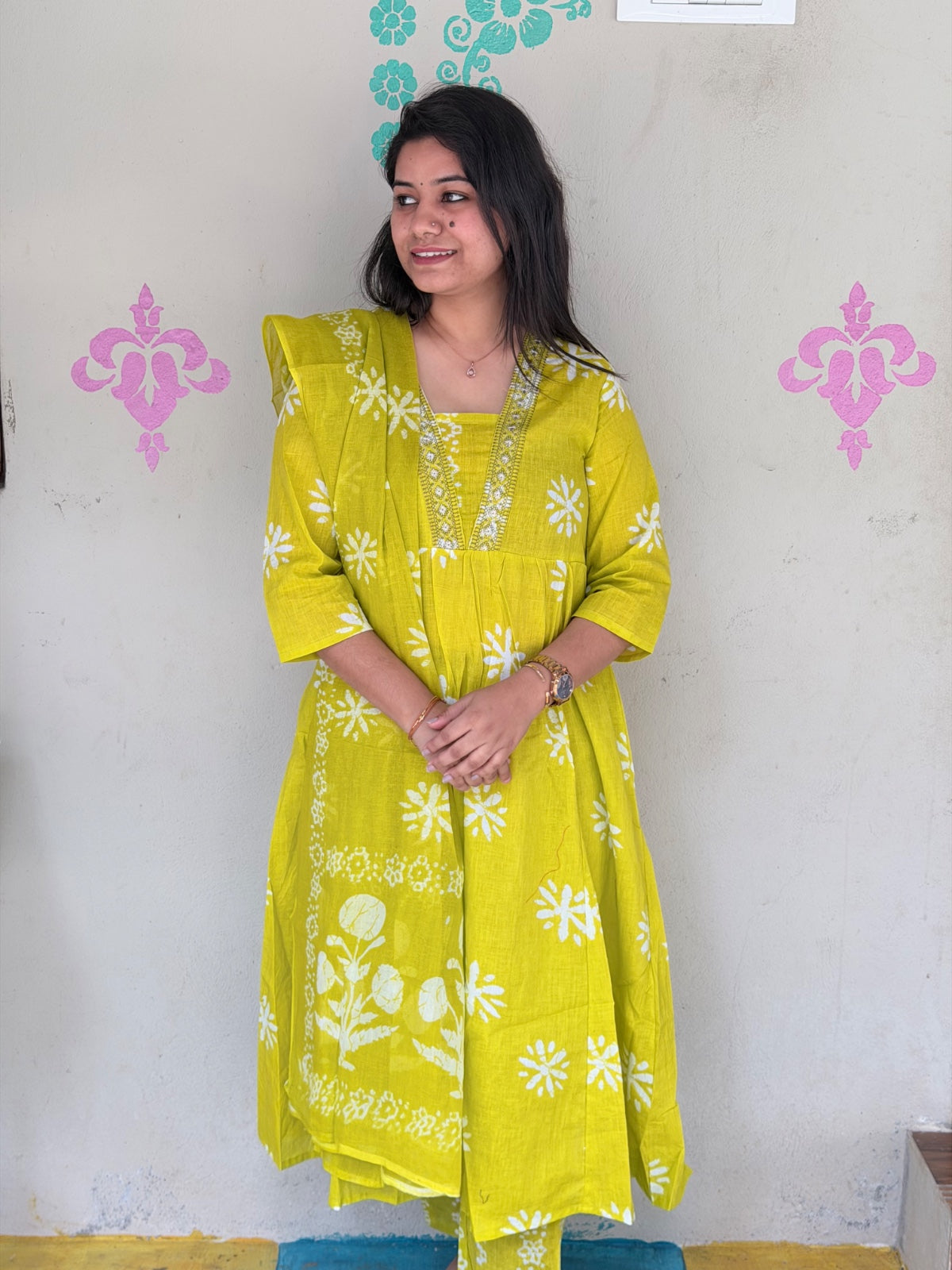Cotton Floral Anarkali - AS10