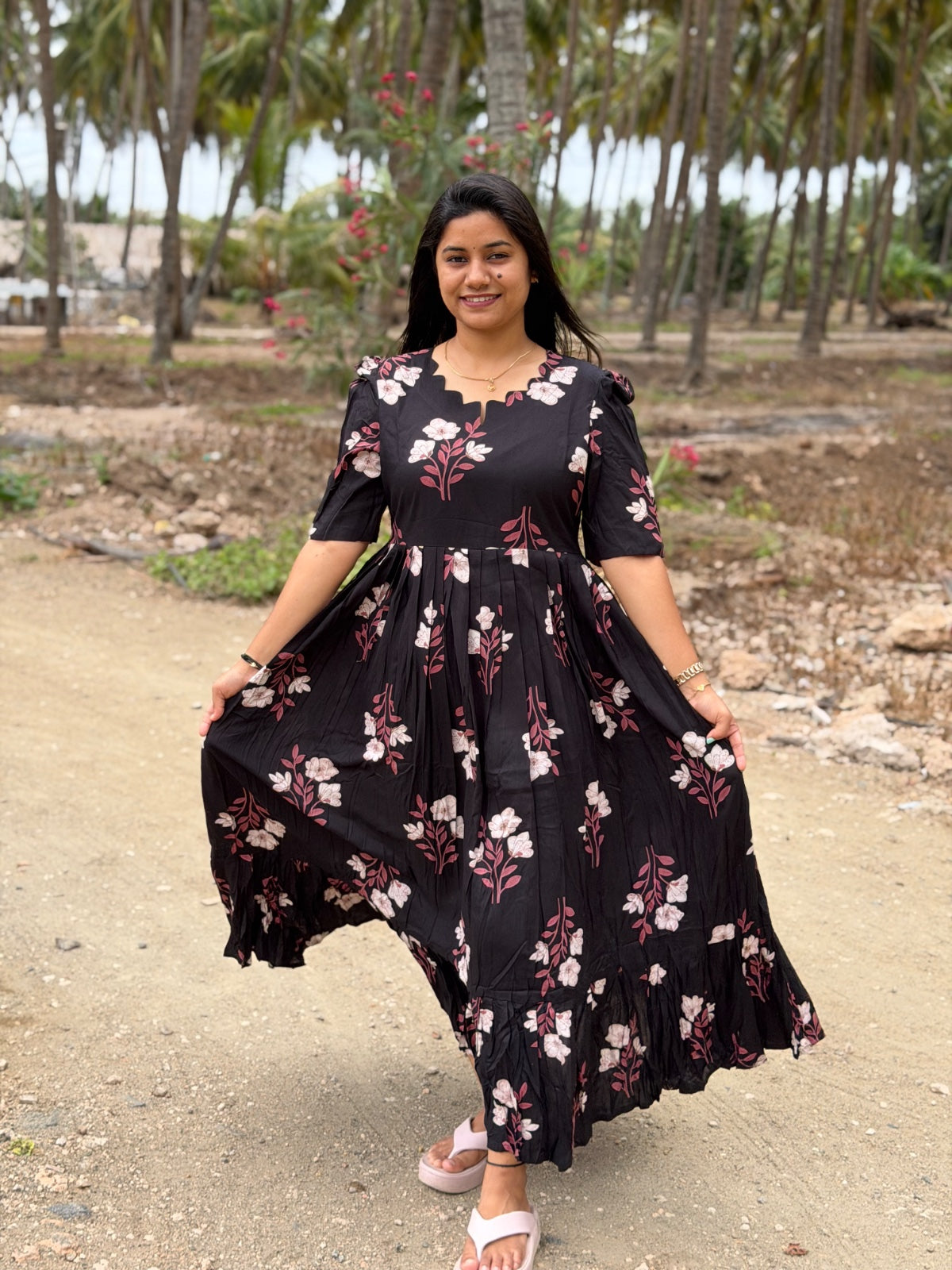 Premium Rayon Floral Frock - CFF169