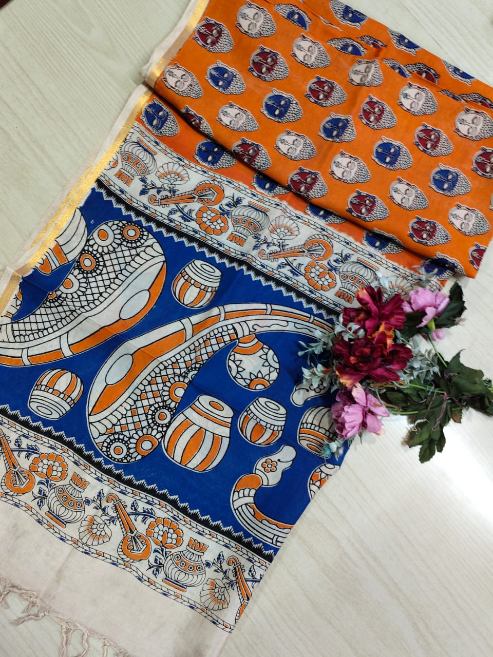 Kalamkari Zari Boarder Duppata KZD06