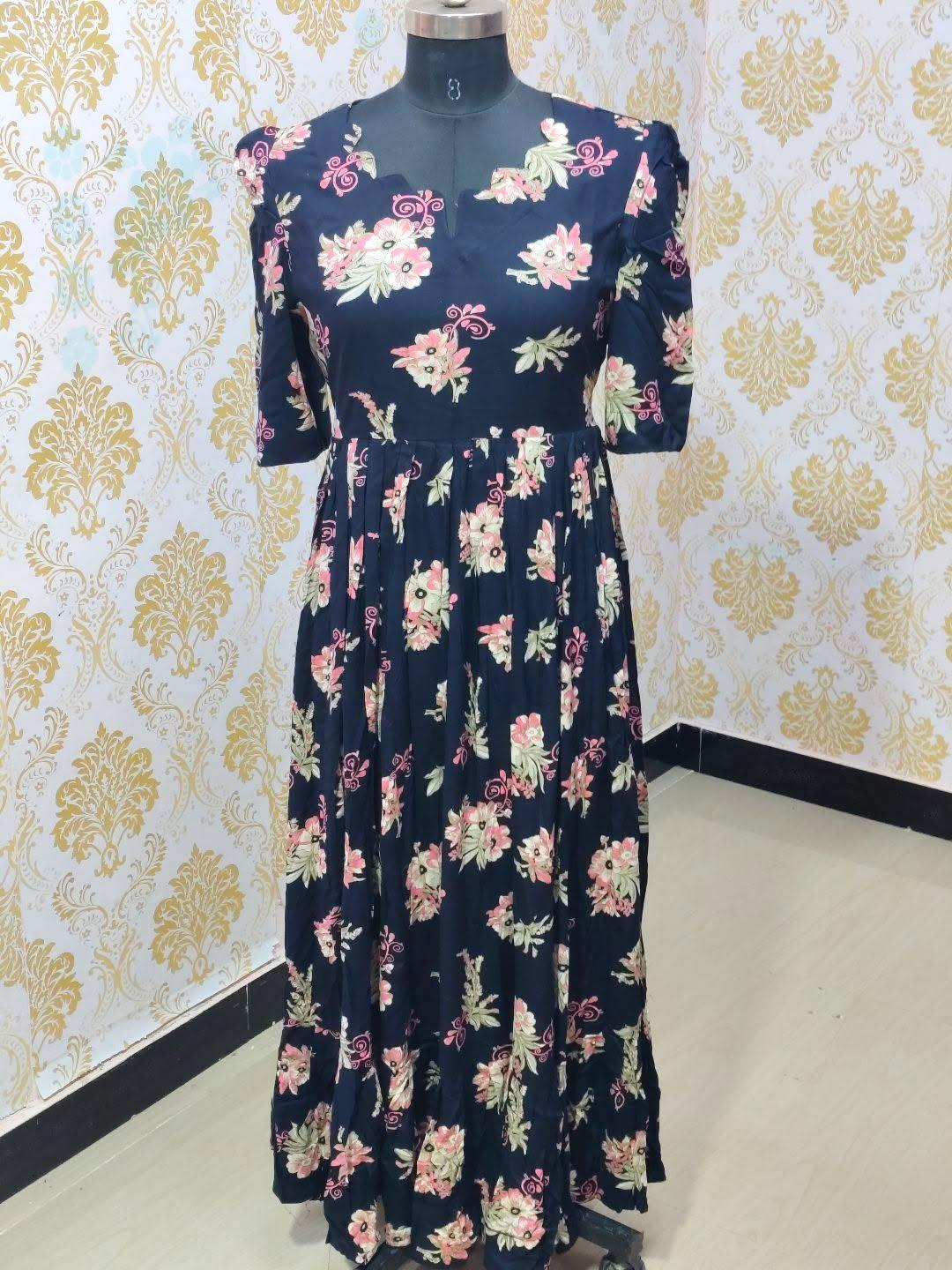 Premium Rayon Floral Frock - CFF171