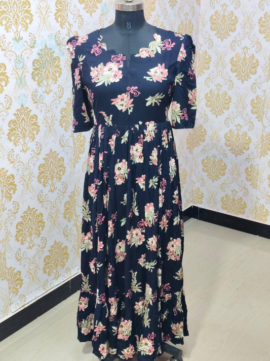 Premium Rayon Floral Frock - CFF171