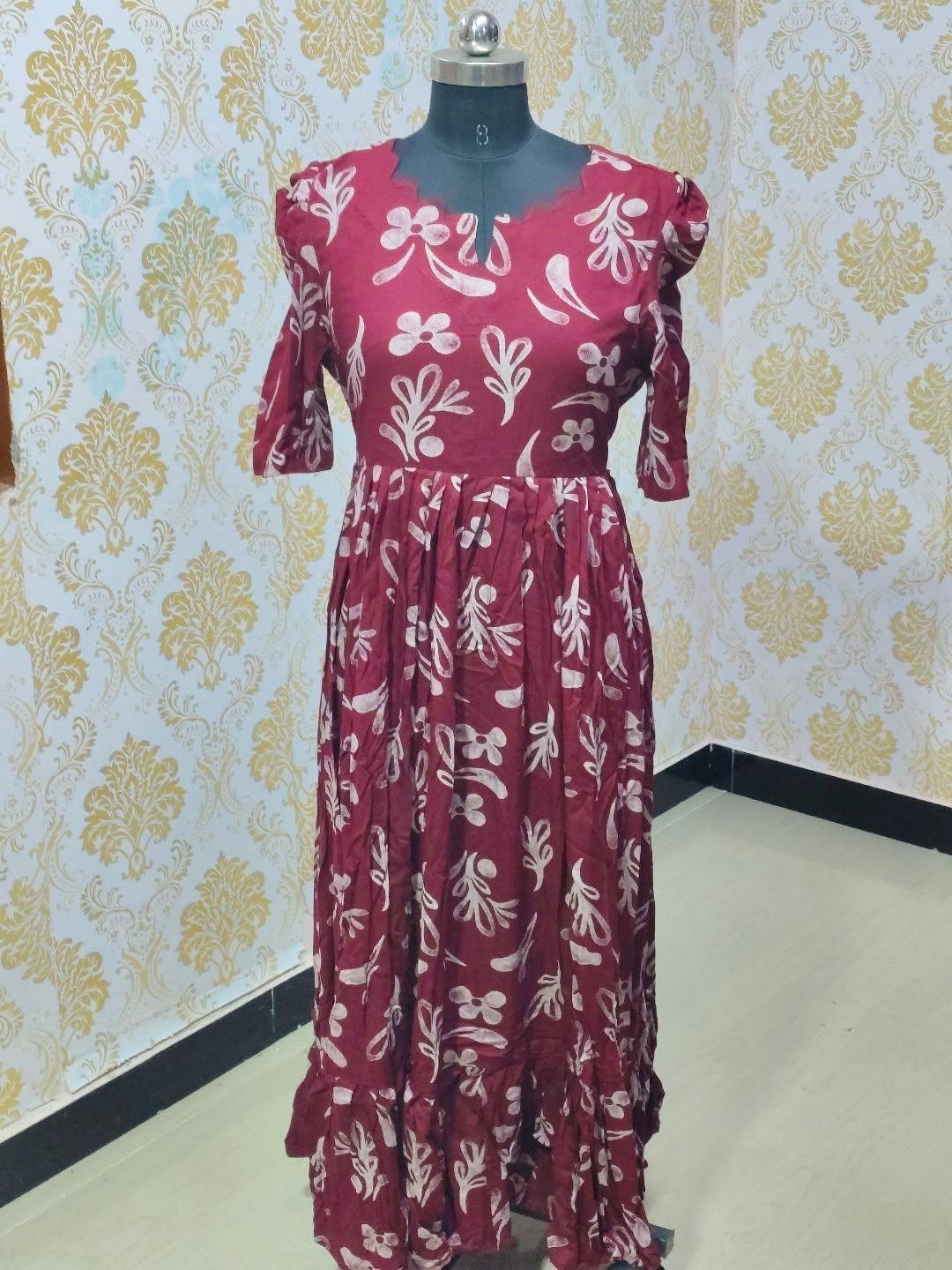 Premium Rayon Floral Frock - CFF177