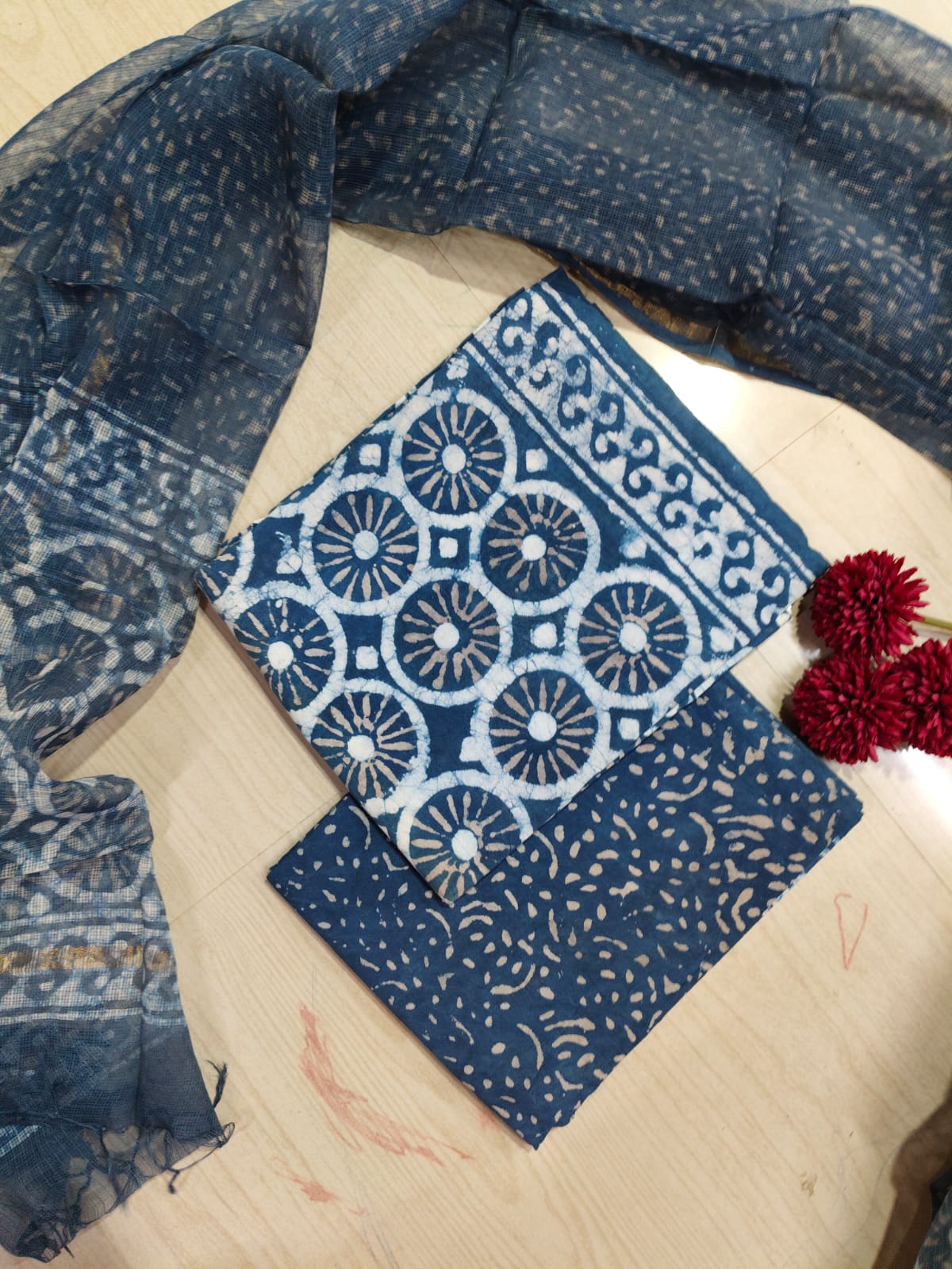 Premium Cotton Hand Block Top and Phant With Kotta Dupatta RS78