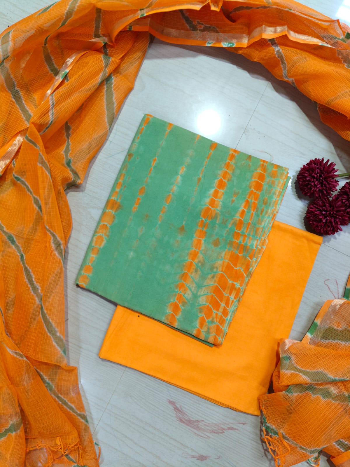 Premium Cotton Hand Block Top and Phant With Kotta Dupatta RS79