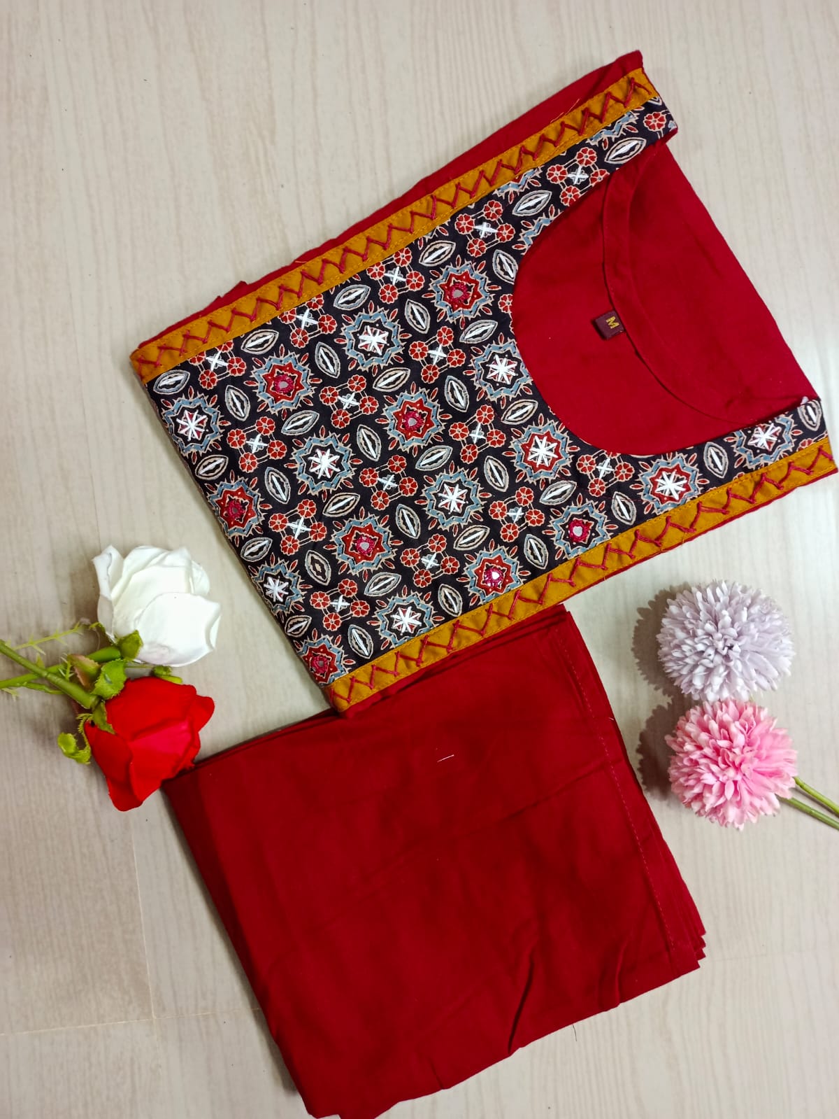 Gamthi Print Kurti  -   GPK07   sets colour same but each set have diff in chest print so lil may vary in the prints , No returns will be accepted for that changes