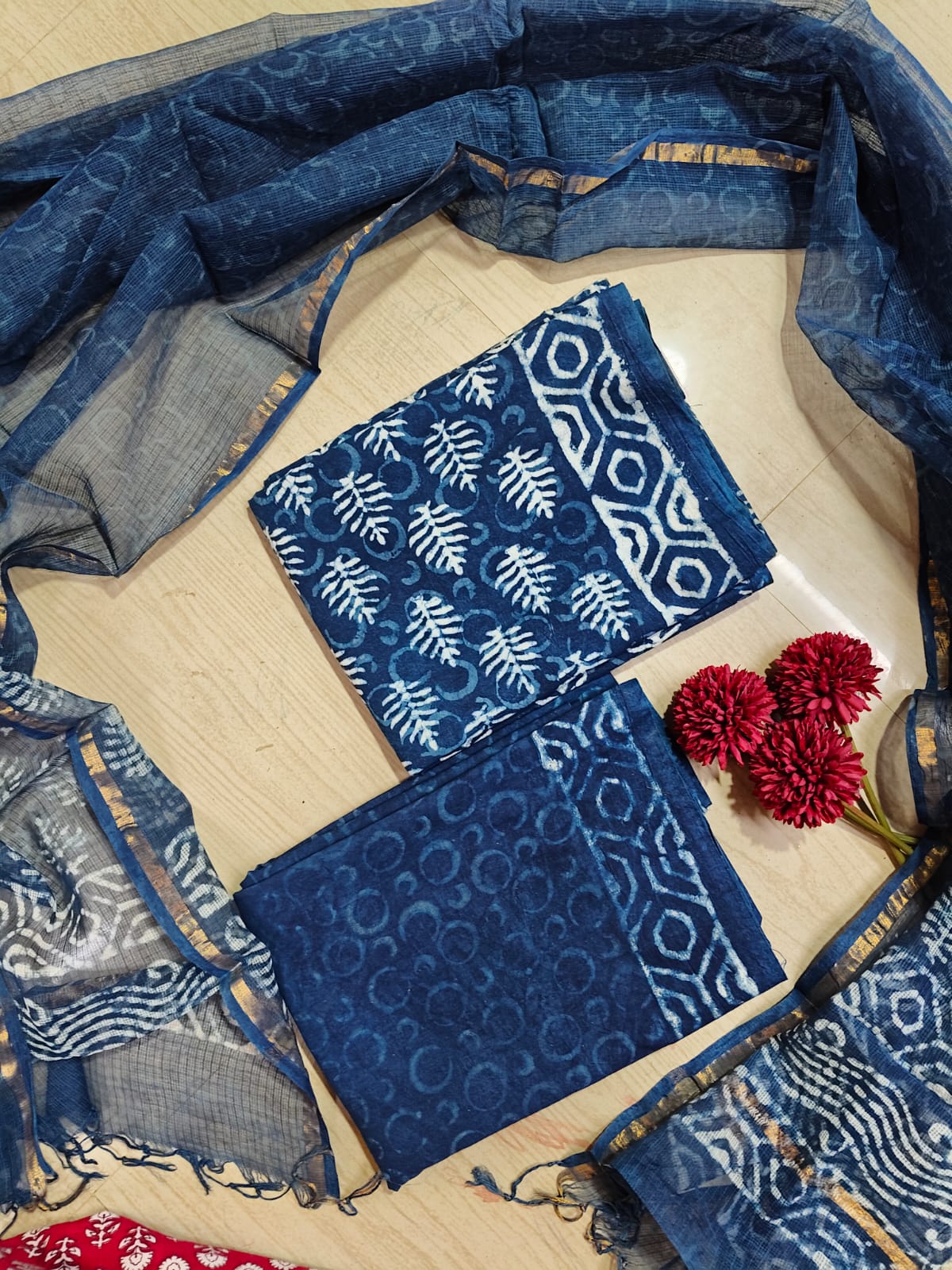 Premium Cotton Hand Block Top and Phant With Kotta Dupatta RS85