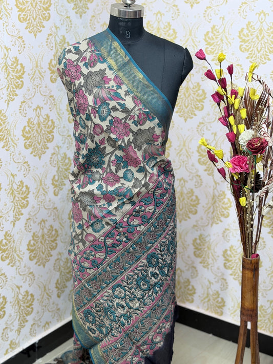 Kalamkari Zari Border Duppata KZD08