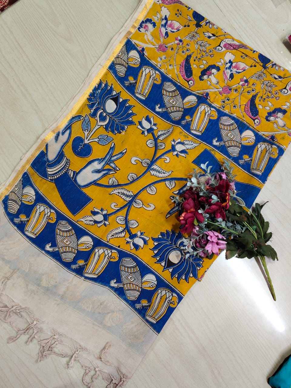 Kalamkari Zari Boarder Duppata KZD08