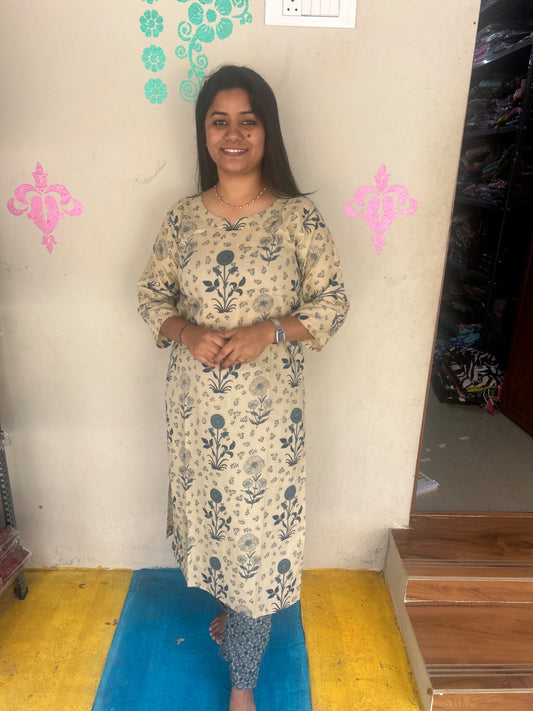 V neck Kurthi with Pant  ALN96