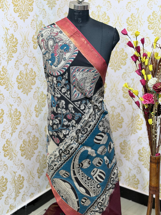 Kalamkari Zari Border Duppata KZD09