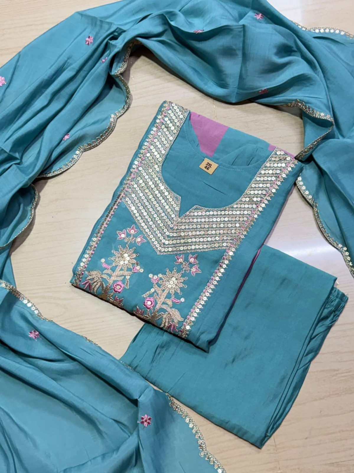 Premium Chanderi  Silk Kurti  Set DK110