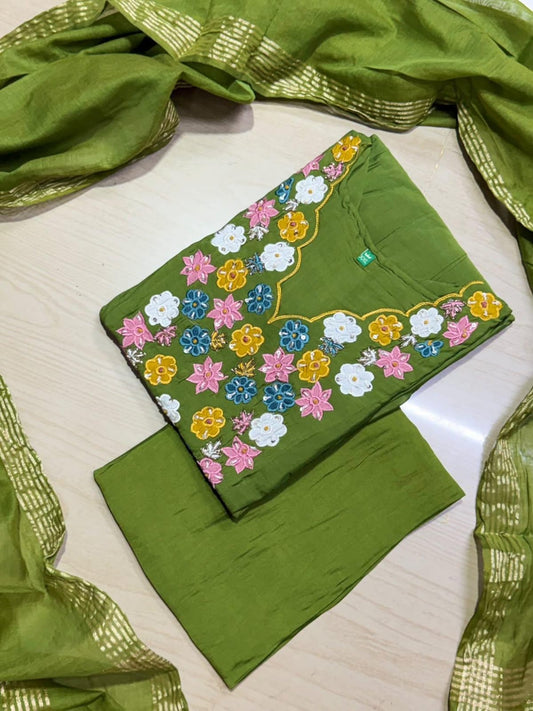 Premium Chanderi  Silk Kurti  Set DK104