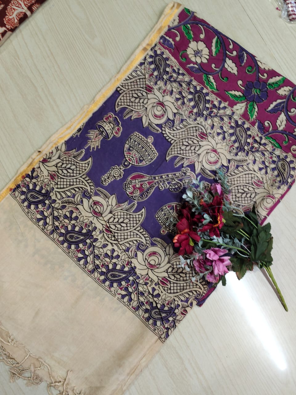 Kalamkari Zari Boarder Duppata KZD10