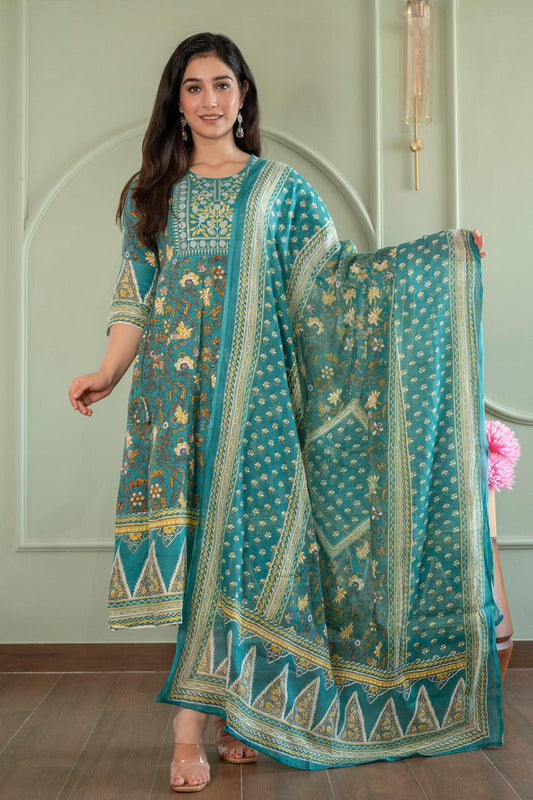 Cotton Floral Anarkali (Without Phant)  AS110