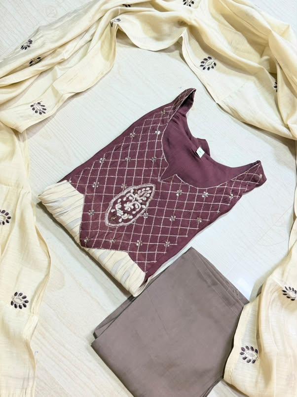 Premium Chanderi  Silk Kurti  Set DK111