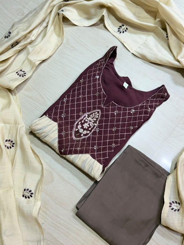 Premium Chanderi  Silk Kurti  Set DK111
