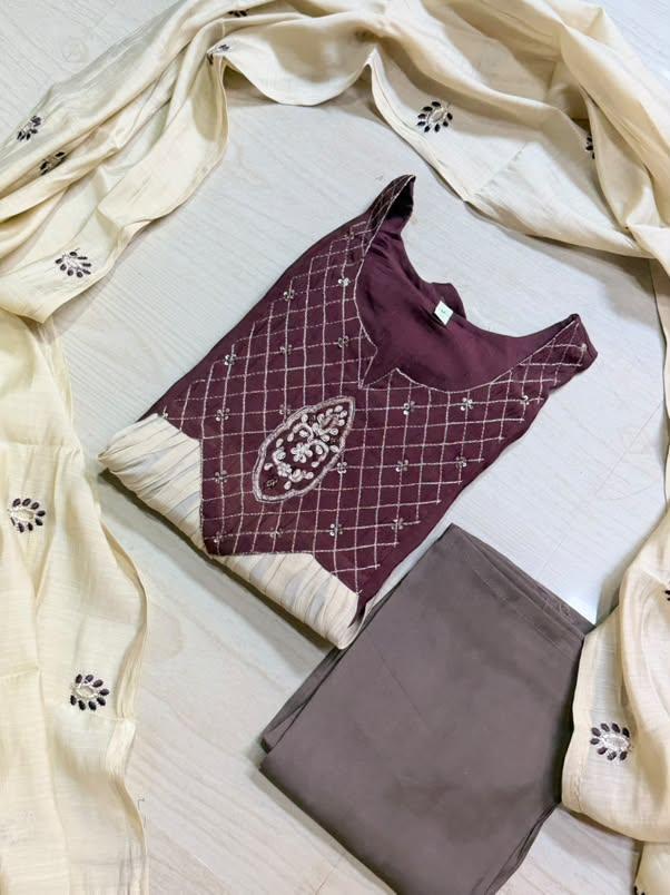 Premium Chanderi  Silk Kurti  Set DK111