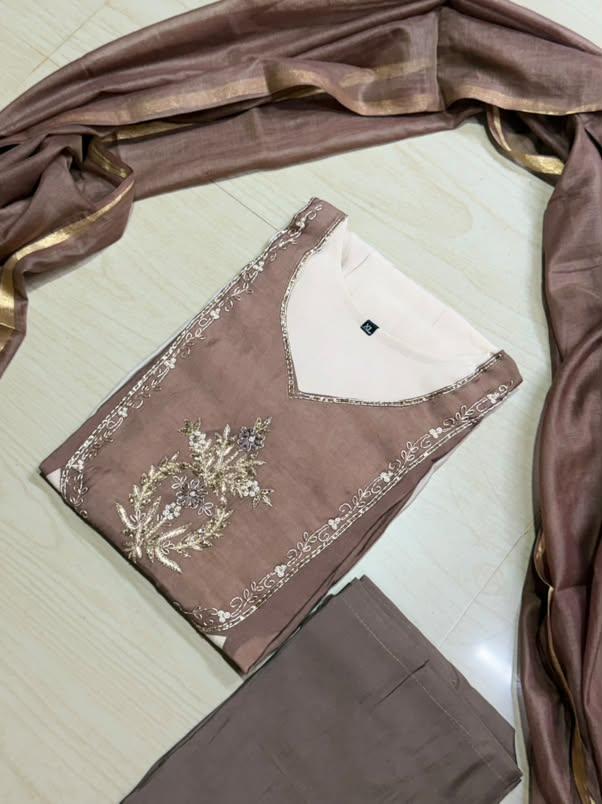 Premium Chanderi  Silk Kurti  Set DK112