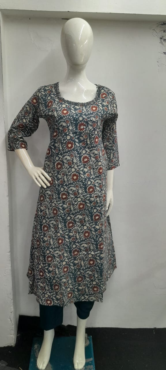 Cotton Mirror Work A Line Frock - CAF11