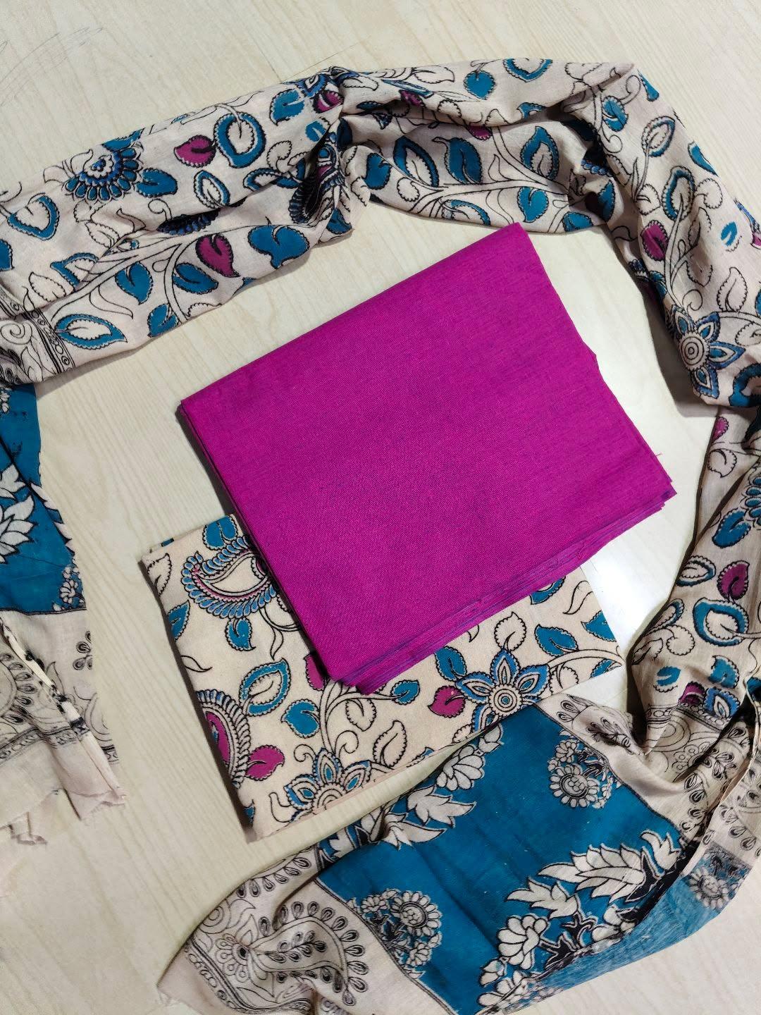 Premium Cotton Top and Kalamkari Phant With Dupatta RS120