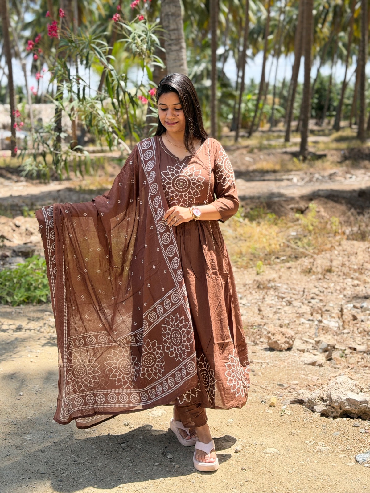 Cotton Floral Anarkali  AS120
