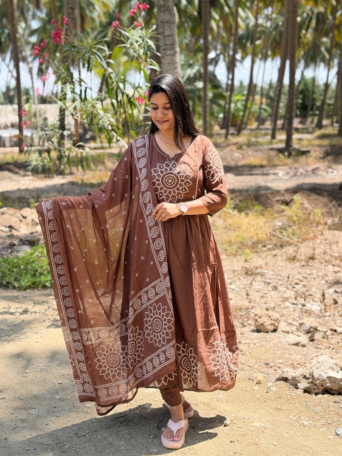 Cotton Floral Anarkali  AS120