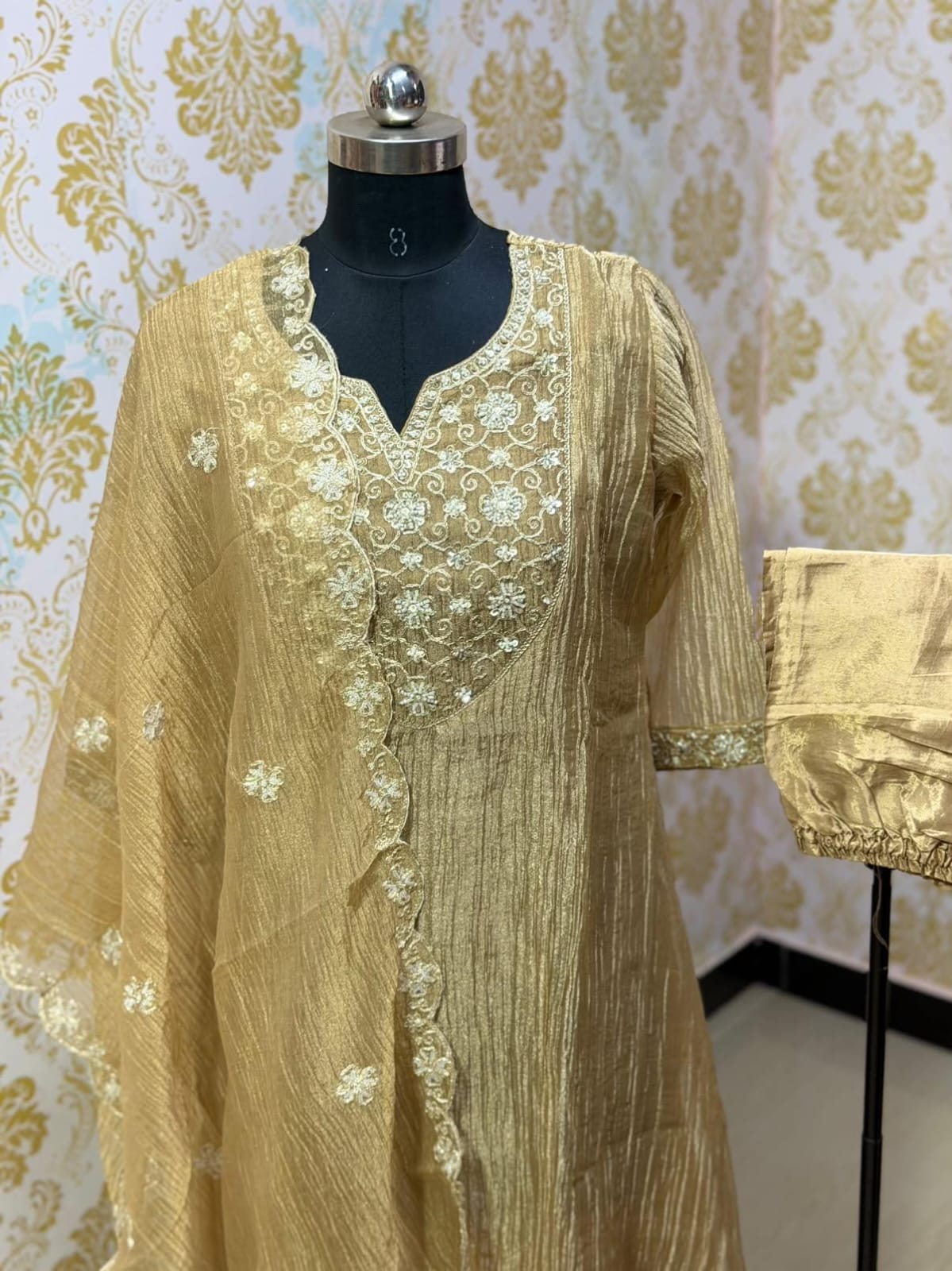 Premium Crushed Tissue Kurti  Set EW126