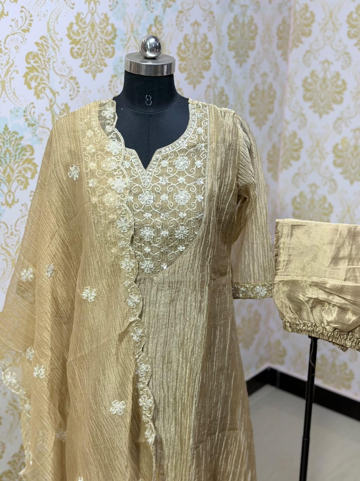 Premium Crushed Tissue Kurti  Set EW126