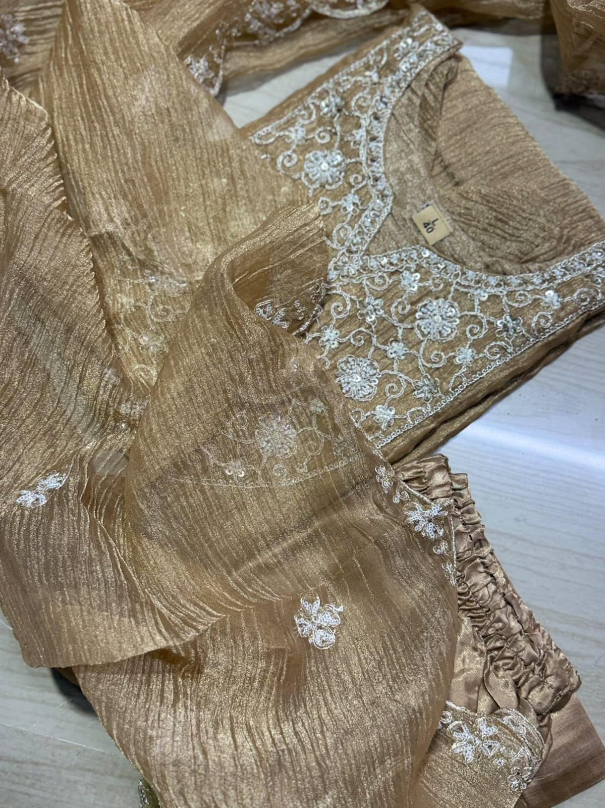 Premium Crushed Tissue Kurti  Set EW126