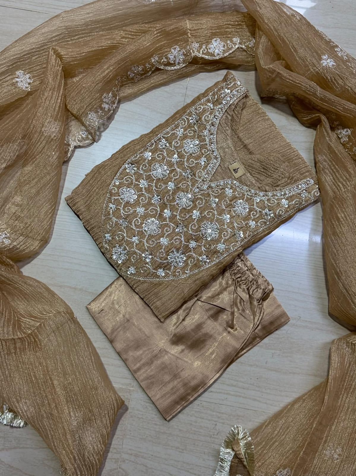 Premium Crushed Tissue Kurti  Set EW126