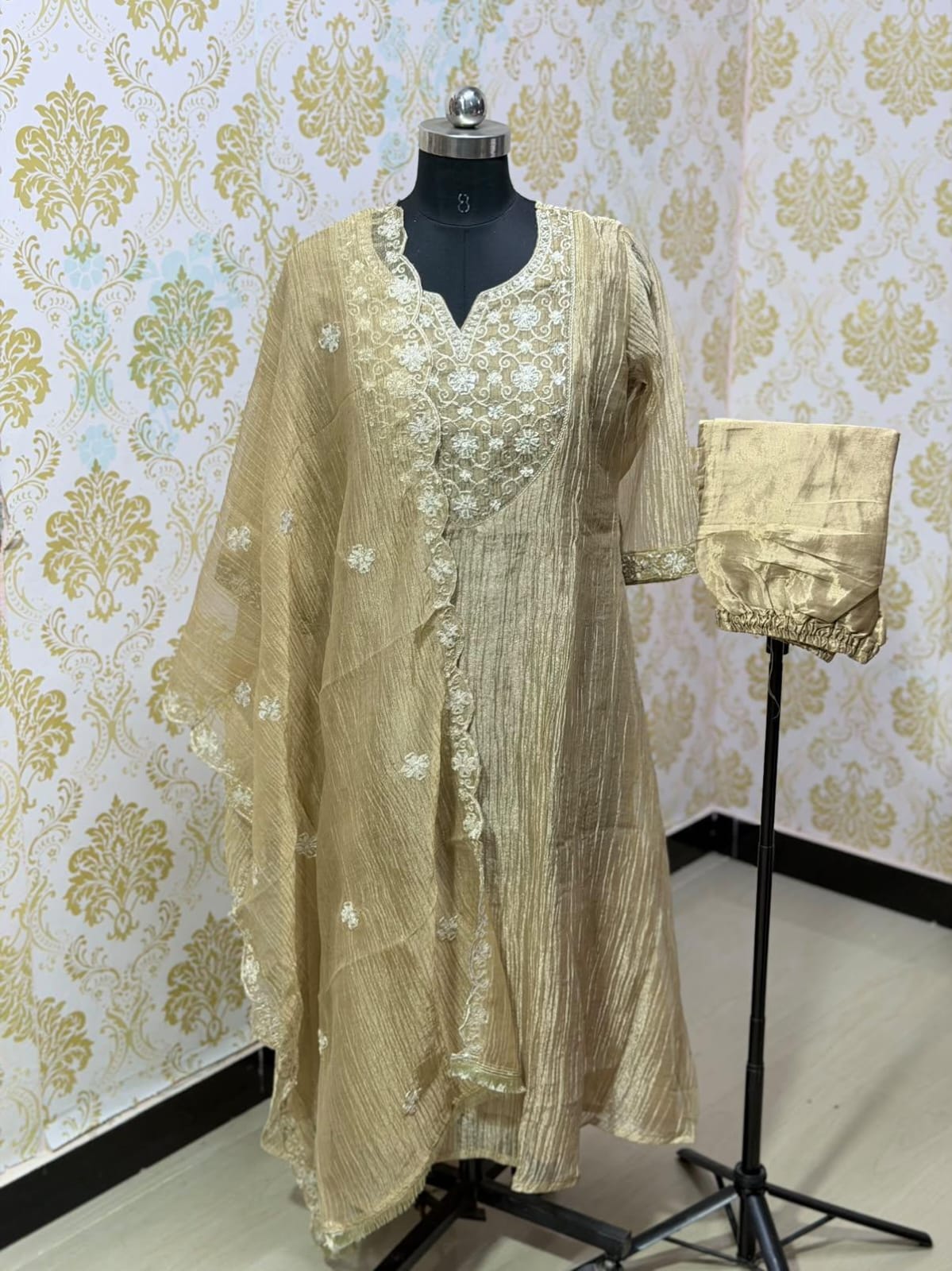 Premium Crushed Tissue Kurti  Set EW126