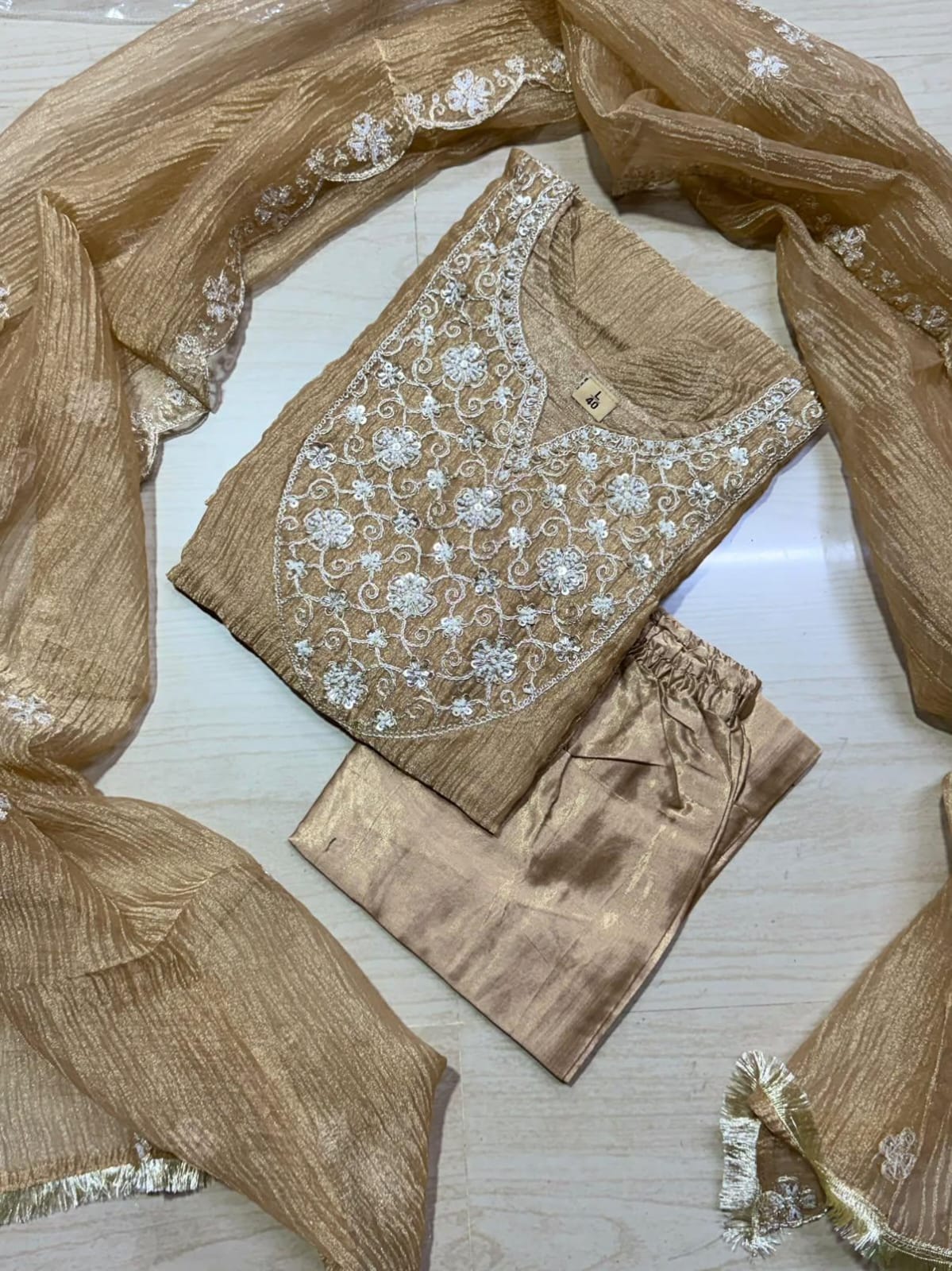 Premium Crushed Tissue Kurti  Set EW126