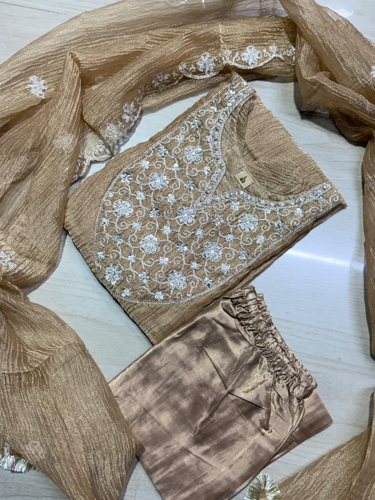 Premium Crushed Tissue Kurti  Set EW126