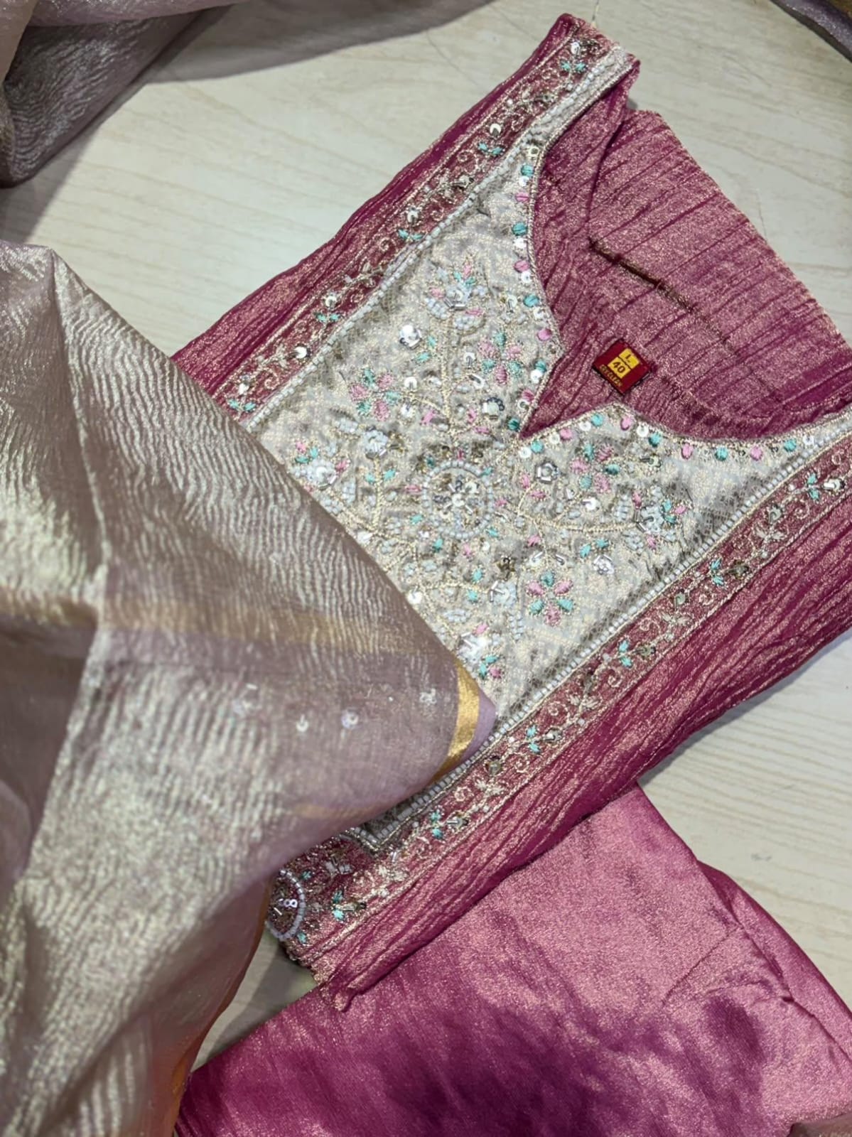 Premium Crushed Tissue Kurti  Set EW127
