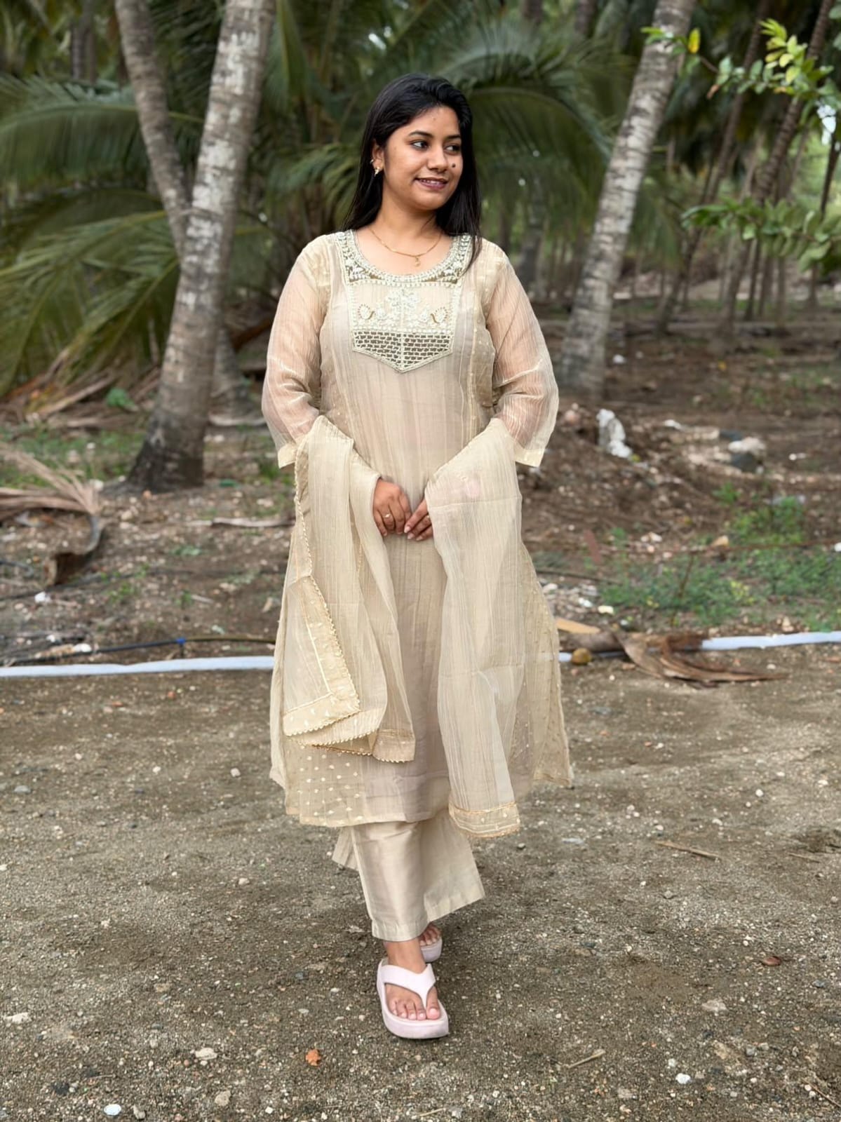 Premium Crushed Tissue Kurti  Set EW129