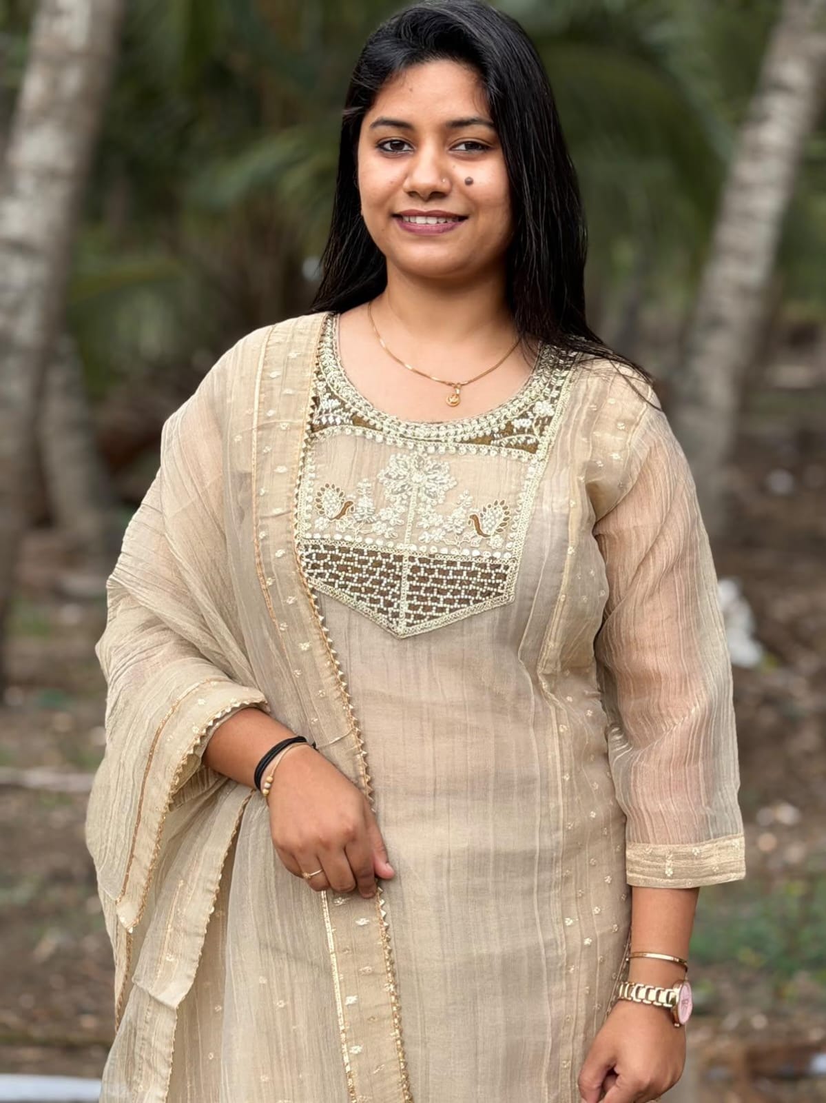 Premium Crushed Tissue Kurti  Set EW129