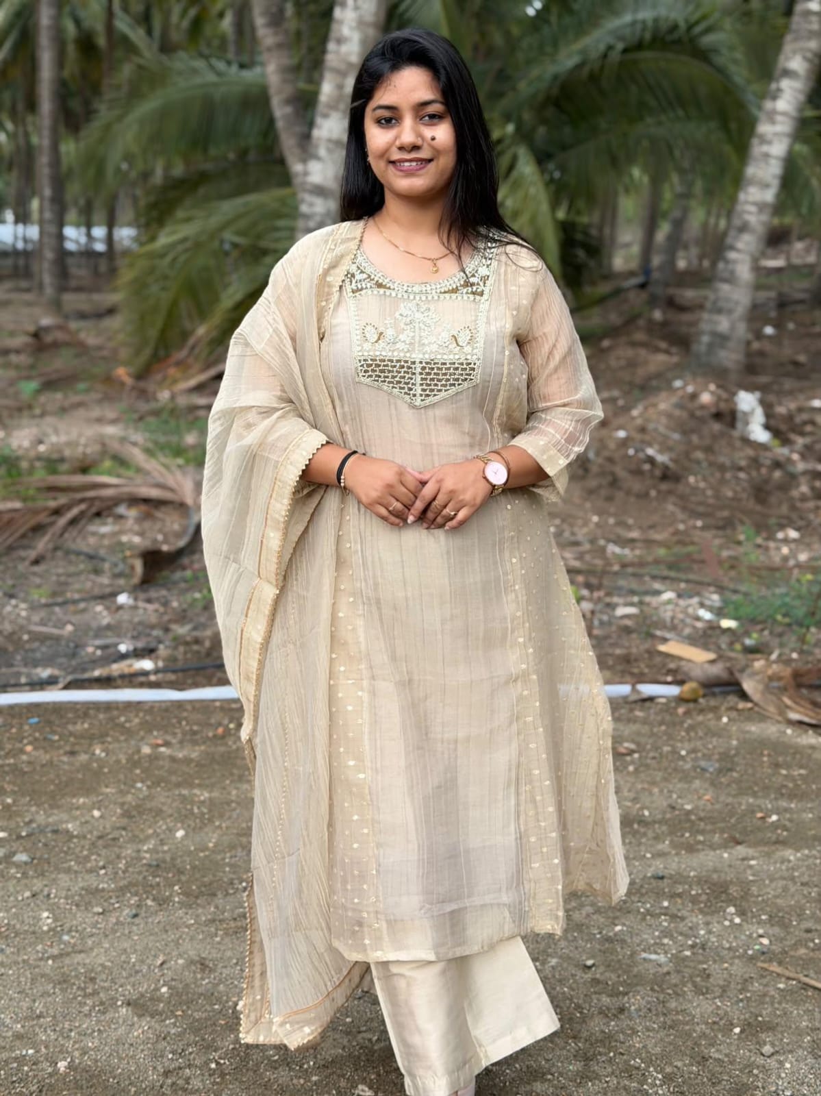 Premium Crushed Tissue Kurti  Set EW129