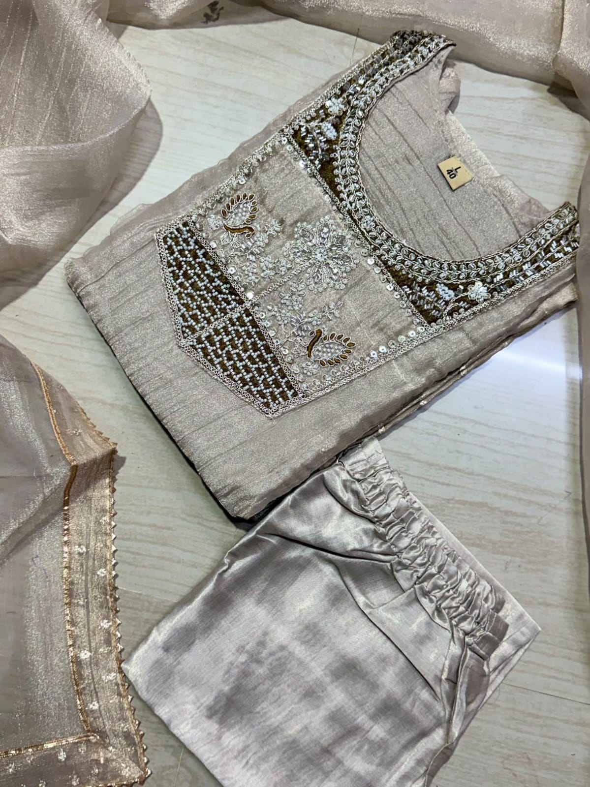 Premium Crushed Tissue Kurti  Set EW129