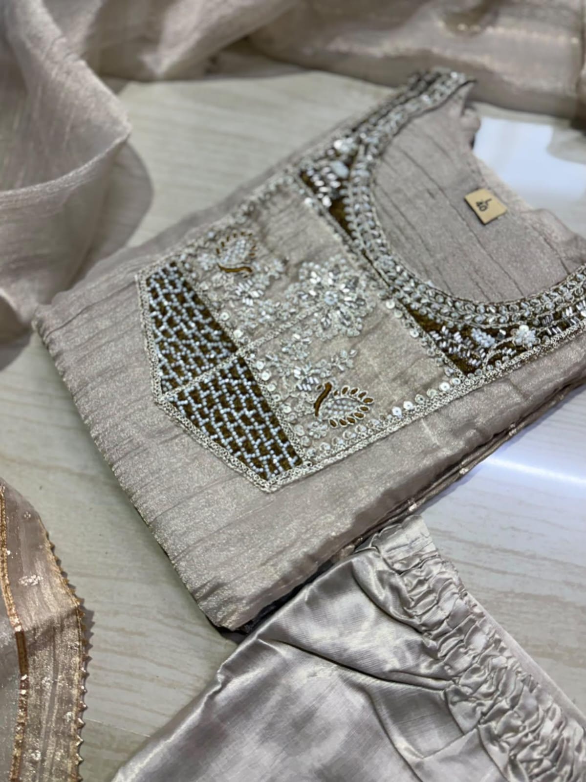 Premium Crushed Tissue Kurti  Set EW129