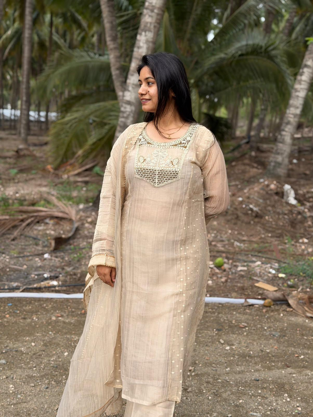 Premium Crushed Tissue Kurti  Set EW129