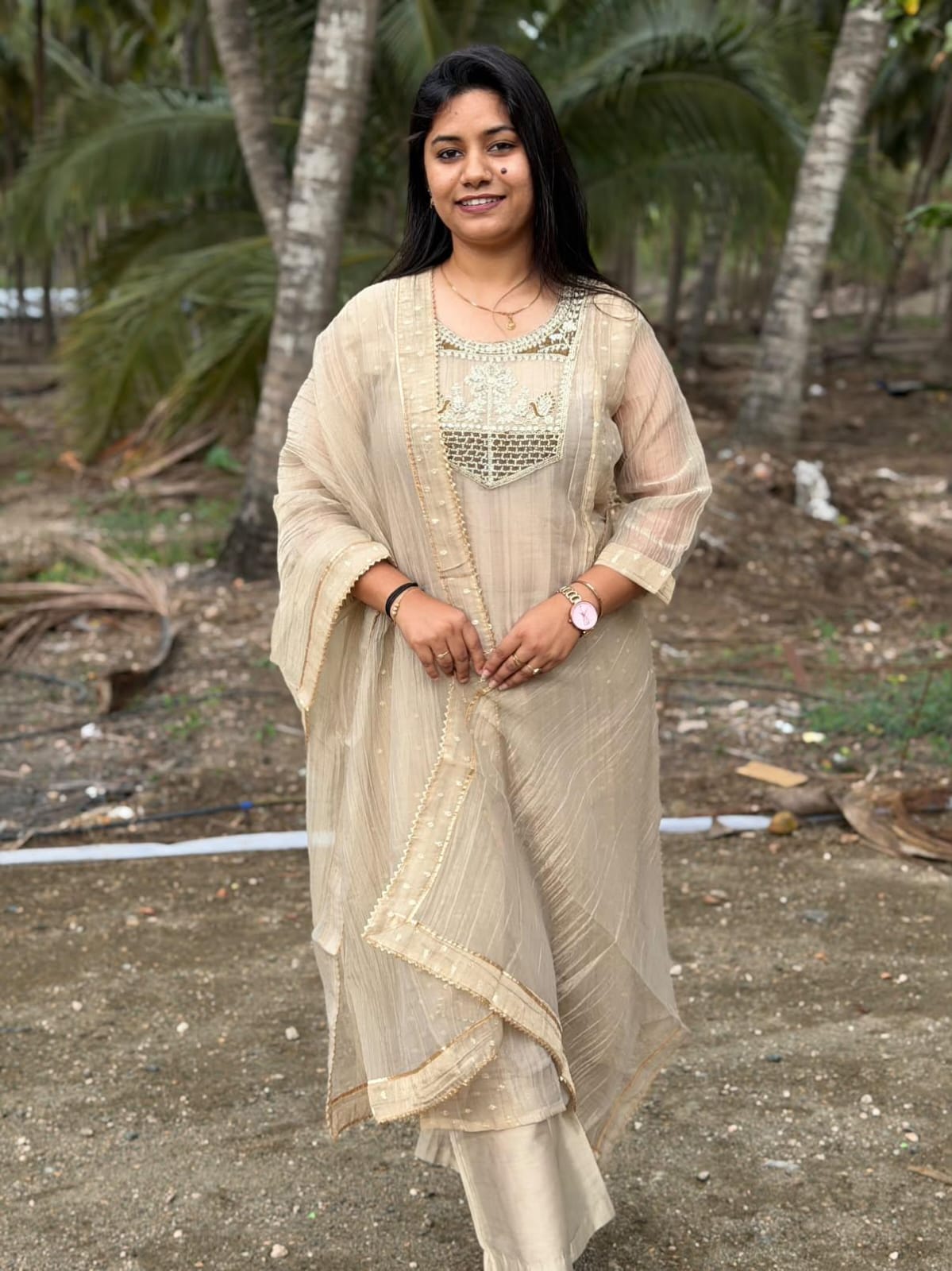 Premium Crushed Tissue Kurti  Set EW129