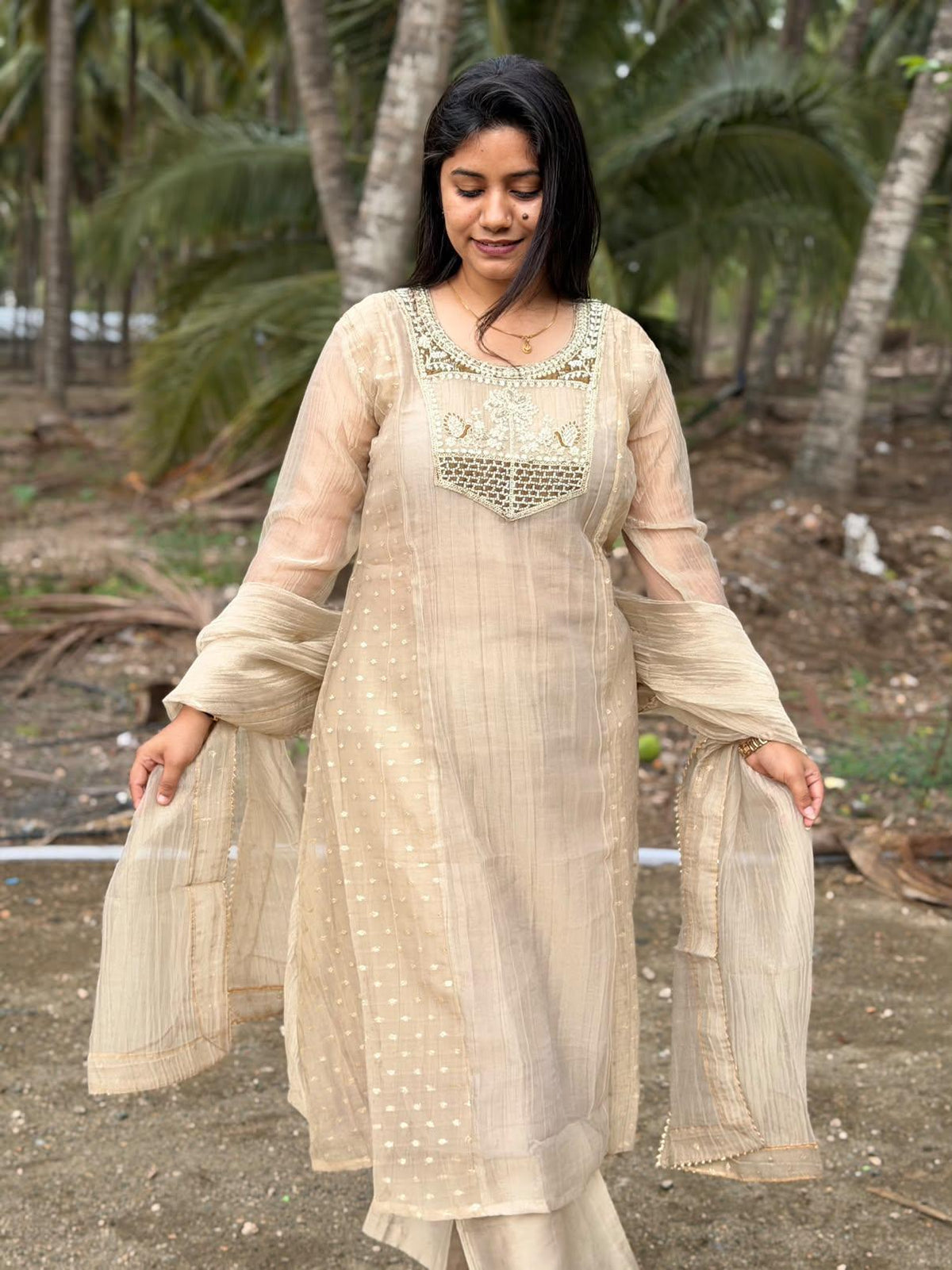 Premium Crushed Tissue Kurti  Set EW129