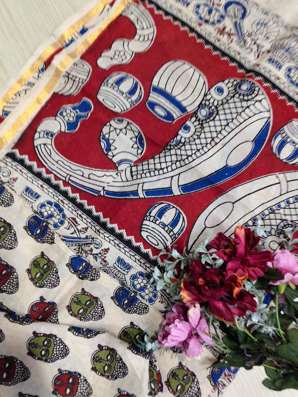 Kalamkari Zari Boarder Duppata KZD12