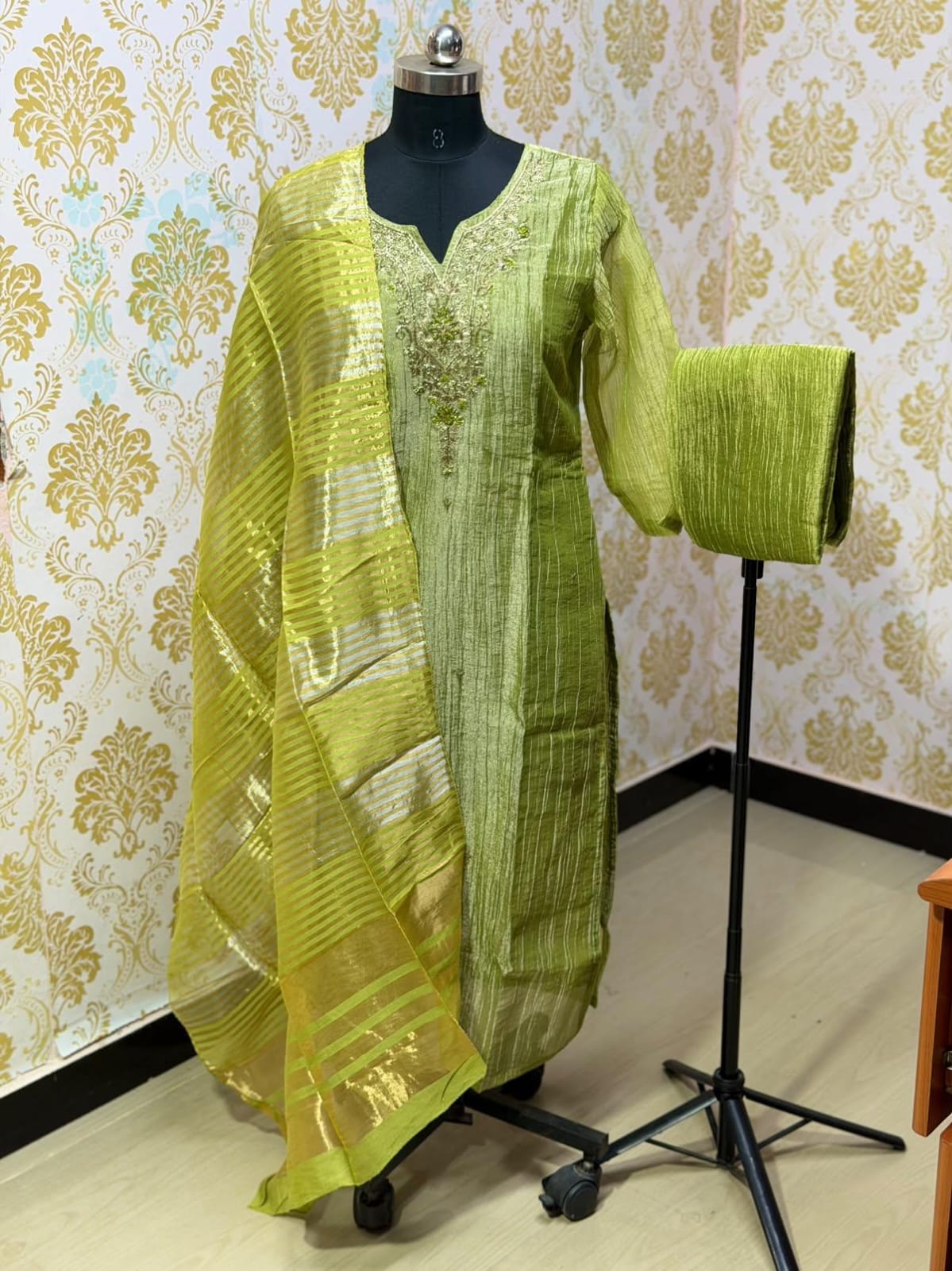 Premium Crushed Tissue Kurti  Set EW130