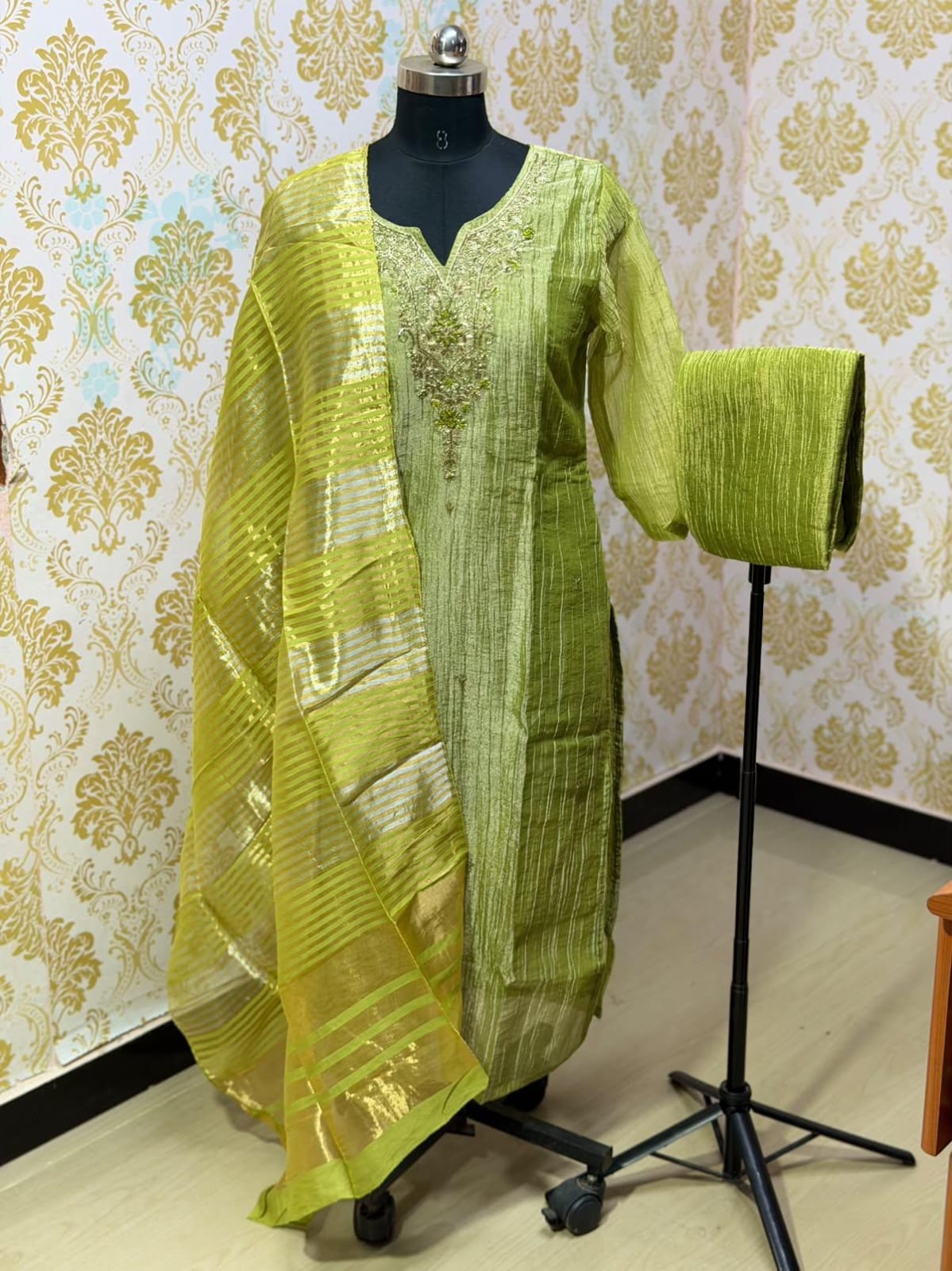 Premium Crushed Tissue Kurti  Set EW130